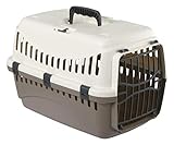 Kerbl 81346 Transportbox Expedion (Tiertransportbox Haustiere Katzen Hunde Kaninchen) aus Kunststoff 45x30x30 cm Taupe/Creme